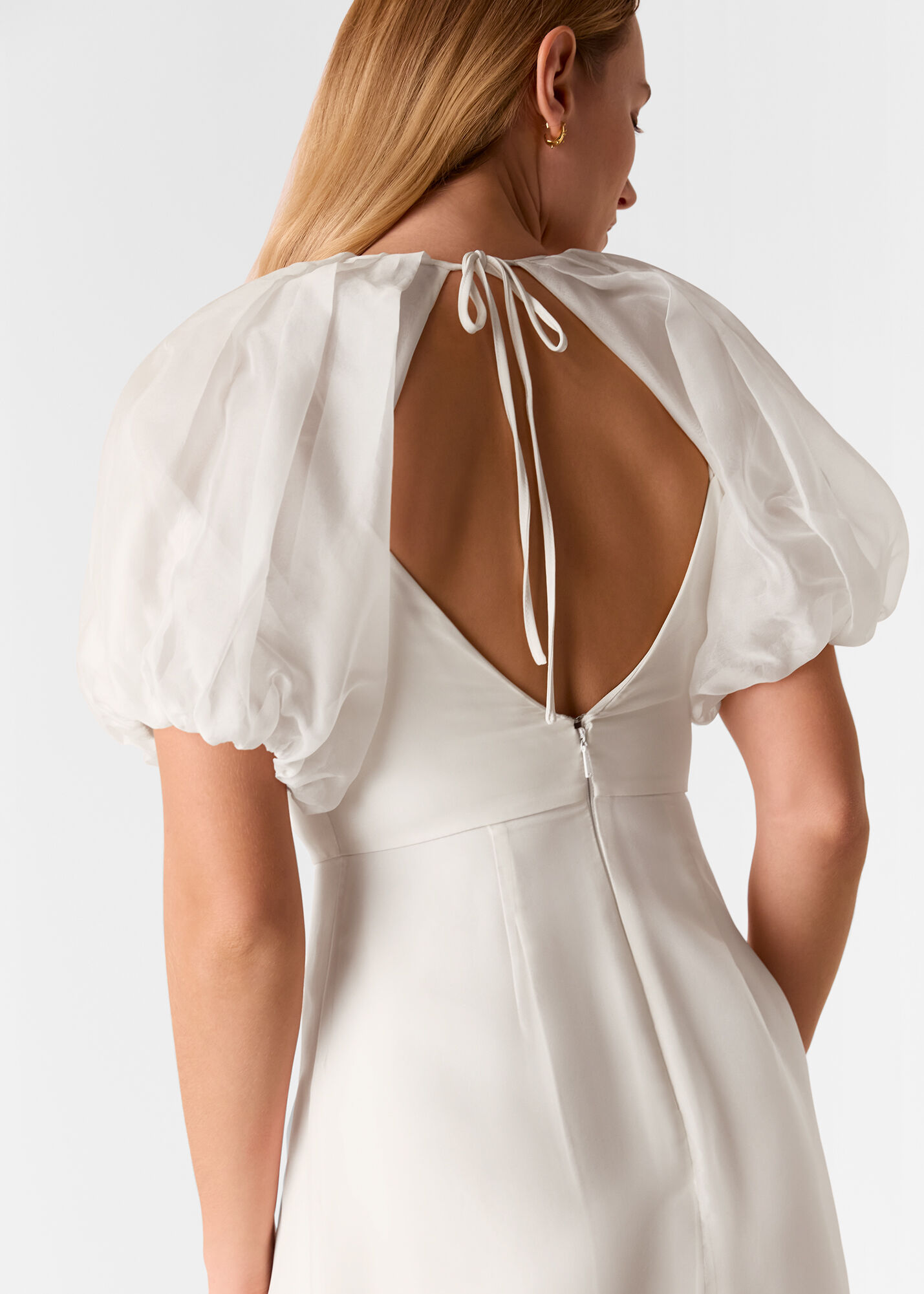 Silk Wedding Dress with Sheer Puff Sleeves | Whistles UK